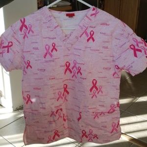Breast cancer awareness scrub top